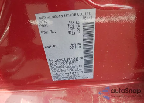 2023 Nissan Altima Sr Fwd из США, поврежденный, VIN 1N4BL4CV5PN404512